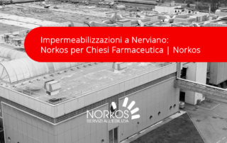 Team Norkos impegnato nell'impermeabilizzazione del comparto Chiesi Farmaceutica a Nerviano.