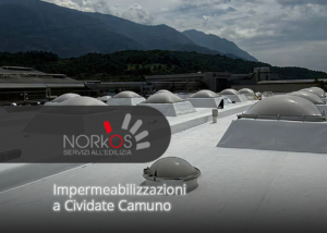 Panoramica della nuova copertura industriale da 3.000 mq impermeabilizzata da Norkos a Cividate Camuno.